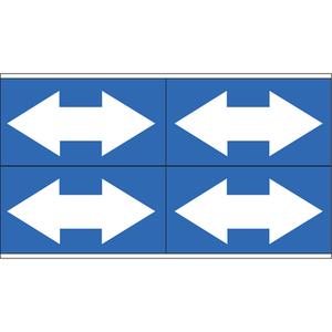Dual Direction Arrow Pipe Markers - Vinyl, White on Blue, 1" - 2-1/2", 1-1/8", 7", Direction Only, Self-Adhesive, 4