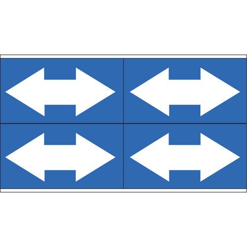 Dual Direction Arrow Pipe Markers - Vinyl, White on Blue, 1" - 2-1/2", 1-1/8", 7", Direction Only, Self-Adhesive, 4