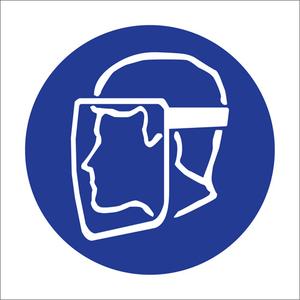Right to Know Pictogram Labels - Face Shield - Vinyl, Sheet, 1-1/2", 1-1/4"