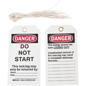 Lockout Tags - Plastic, English, 3", 5-3/4", Danger Do Not Start