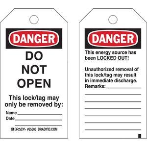 Lockout Tags - Cardstock, English, 3", 5-3/4", Danger Do Not Open