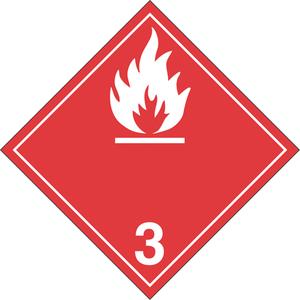 Flammable Liquids TDG Placard - Adhesive Vinyl, 3, Flammable Liquids