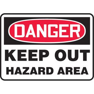 "Keep Away" Sign - Aluminum, Vinyl, 7", 10", Bolt-On, English, Admittance and Exit, Danger; Keep Out Hazard Area