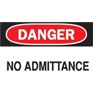 "No Admittance" Sign - Aluminum, 10", 14", Bolt-On, English, Admittance and Exit, Danger; No Admittance