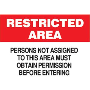 "Obtain Permission Before Entering" Sign - Aluminum, 7", 10", Bolt-On, English, Admittance and Exit, Restricted Area; Persons Not Assigned To This Area Must Obtain Permission Before Entering