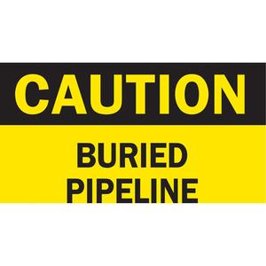"Buried Pipeline" Sign - Plastic, 10", 14", Bolt-On, English, Specific Hazards, Caution; Buried Pipeline