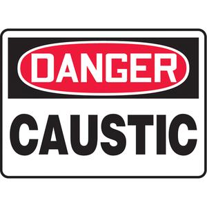 "Caustic" Sign - Aluminum, Plastic, Vinyl, 10", 14", Bolt-On, English, Chemicals and Hazardous Materials, Danger; Caustic