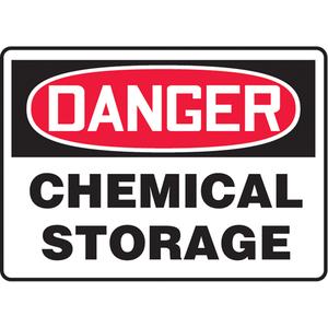 "Chemical Storage" Sign - Aluminum, Plastic, Vinyl, 10", 14", Bolt-On, English, Chemicals and Hazardous Materials, Danger; Chemical Storage