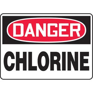 "Chlorine" Sign - Aluminum, Plastic, Vinyl, 10", 14", Bolt-On, English, Chemicals and Hazardous Materials, Danger; Chlorine