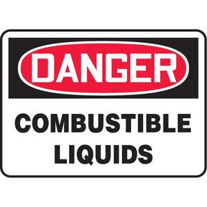 "Combustible Liquids" Sign - Aluminum, Plastic, Vinyl, 10", 14", Bolt-On, English, Chemicals and Hazardous Materials, Danger; Combustible Liquids