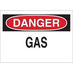 "Gas" Sign - Aluminum, 7", 10", Bolt-On, English, Chemicals and Hazardous Materials, Danger; Gas