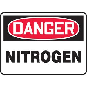 "Nitrogen" Sign - Aluminum, Plastic, Vinyl, 10", 14", Bolt-On, English, Chemicals and Hazardous Materials, Danger; Nitrogen