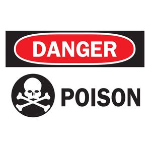 "Poison" Sign - Plastic, 10", 14", Bolt-On, Bilingual with Pictogram, Chemicals and Hazardous Materials, Danger; Poison w/Pictogram