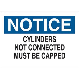 "Cylinders Not Connected" Sign - Aluminum, 7", 10", Bolt-On, English, Equipment, Notice; Cylinders Not Connected Must Be Capped