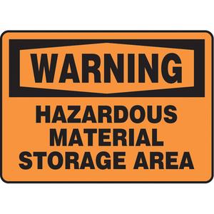 "Hazardous Material Storage" Sign - Aluminum, Plastic, Vinyl, 10", 14", Bolt-On, English, Chemicals and Hazardous Materials, Warning; Hazardous Material Storage Area