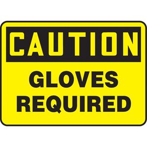 "Gloves Required" Sign - Vinyl, 7", 10", Adhesive, English, Personal Protection