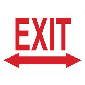 "Exit" Sign - Aluminum, 10", 14", Bolt-On, English with Pictogram, Admittance and Exit/Fire and Emergency, Exit w/Two-Way Arrow