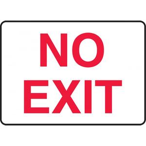 "No Exit" Sign - Plastic, 7", 10", Bolt-On, English, Admittance and Exit/Fire and Emergency, No Exit