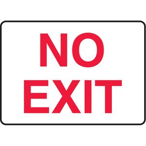 "No Exit" Sign - Aluminum, Plastic, Vinyl, 10", 14", Bolt-On, English, Admittance and Exit, No Exit