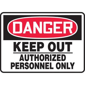 "Keep Out" Sign - Plastic, 10", 14", Bolt-On, English, Admittance and Exit, Danger; Keep Out Hazard Area