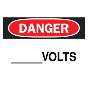 Customizable "Volts" Sign - Plastic, 10", 14", Bolt-On, English, Electrical, Danger; _ Volts