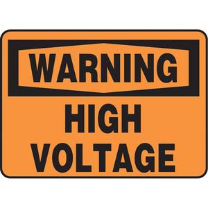 "High Voltage" Sign - Aluminum, Plastic, Vinyl, 10", 14", Bolt-On, English, Electrical, Warning; High Voltage