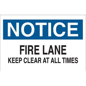 "Fire Lane" Sign - Aluminum, 10", 14", Bolt-On, English, Fire and Emergency, Notice; Fire Lane Keep Clear At All Times