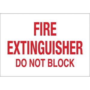 "Fire Extinguisher" Sign - Plastic, 10", 14", Bolt-On, English, Fire and Emergency, Fire Extinguisher Do Not Block