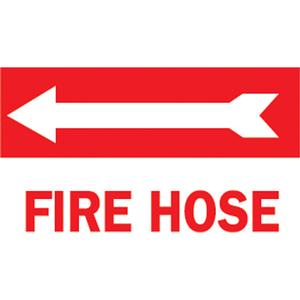 "Fire Hose" Sign - Plastic, 10", 14", Bolt-On, English with Pictogram, Fire and Emergency, Fire Hose w/Left Arrow