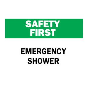 "Emergency Shower" Sign - Plastic, 7", 10", Bolt-On, English, First Aid, Safety First; Emergency Shower