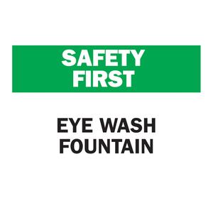 "Eye Wash" Sign - Vinyl, 7", 10", Bolt-On, English, First Aid, Safety First; Eye Wash Fountain