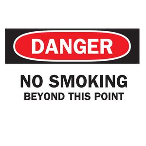 "No Smoking" Sign - Aluminum, 10", 14", Bolt-On, English, Smoking Control, Danger; No Smoking Beyond This Point