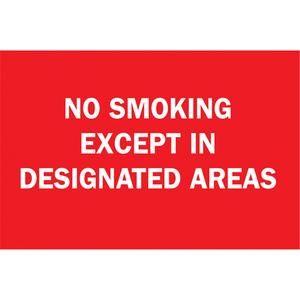 "No Smoking" Sign - Aluminum, 7", 10", Bolt-On, English, Smoking Control, No Smoking Except In Designated Area