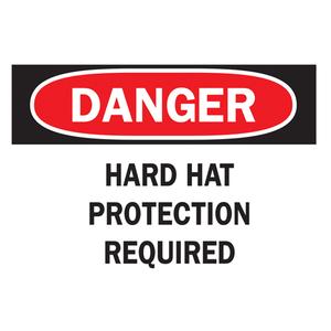 "Hard Hat Protection" Sign - Plastic, 7", 10", Bolt-On, English, Personal Protection, Danger; Hard Hat Protection Required