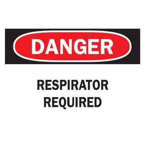 "Respirator Required" Sign - Plastic, 10", 14", Bolt-On, English, Personal Protection, Danger; Respirator Required