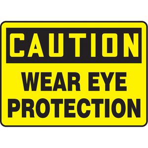 "Wear Eye Protection" Sign - Aluminum, Plastic, Vinyl, 10", 14", Bolt-On, English, Personal Protection