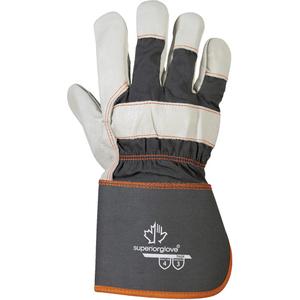 Endura® Fitters Work Gloves - One Size, Cotton, Grain Cowhide, Gauntlet, Rubberized, 4.25"