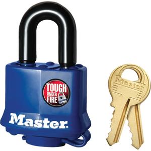 Weather-Resistant Padlock - Security Padlock, 1-9/16", 3/8", 1", 1/2", Laminated Steel, Steel, Blue, Keyed Different