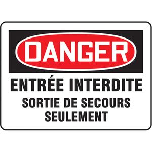 "Entrée interdite" Sign - Aluminum, Plastic, Vinyl, 10", 14", Bolt-On, French, Fire and Emergency, Danger; Entrée Interdite Sortie De Secours Seulement
