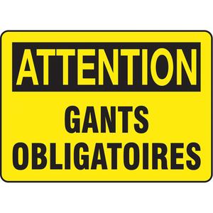 "Gants obligatoires" Sign - Plastic, Vinyl, 10", 14", Bolt-On, French, Personal Protection, Attention; Gants Obligatoires