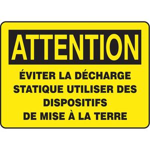 "Éviter la décharge statique" Sign - Aluminum, Plastic, Vinyl, 10", 14", Bolt-On, French, Electrical, Attention; Éviter la Décharge Statique Utiliser Des Dispositifs De Mise À La Terre
