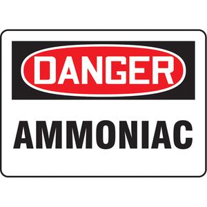 "Ammoniac" Sign - Aluminum, Plastic, Vinyl, 10", 14", Bolt-On, French, Chemicals and Hazardous Materials, Danger; Ammoniac, '-20°F to 140°F, 5 years outdoors