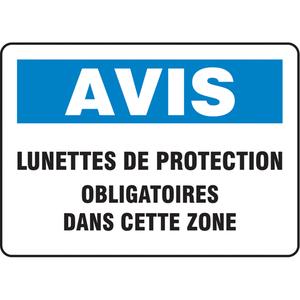 "Lunettes de protection obligatoires" Sign - Aluminum, Plastic, Vinyl, 7", 10", Bolt-On, French, Personal Protection