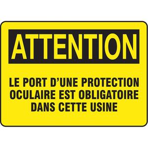 "Protection oculaire" Sign - Aluminum, Plastic, Vinyl, 10", 14", Bolt-On, French, Personal Protection