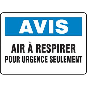 "Air à respirer" Sign - Aluminum, Plastic, Vinyl, 10", 14", Bolt-On, French, First Aid, Avis; Air À Respirer Pour Urgence Seulement