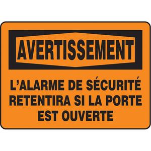 "L'alarme de sécurité retentira" Sign - Aluminum, 7", 10", Bolt-On, French, Fire and Emergency, Avertissement; L'Alarme De Sécurité Retentira Si La Porte Est Ouverte