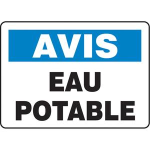 "Eau potable" Sign - Aluminum, Plastic, Vinyl, 7", 10", Bolt-On, French, Chemicals and Hazardous Materials