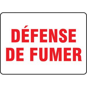 "Défense de fumer" Sign - Aluminum, Plastic, Vinyl, 10", 14", Bolt-On, French, Smoking Control, Défense De Fumer