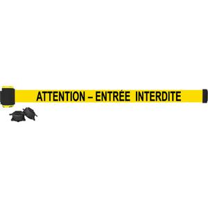 Wall Mount Barrier - Plastic, Black, Black and Yellow, Attention Entrée Interdite, 7', Magnetic Mount
