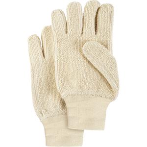 Heat-Resistant Gloves - Large, 24 oz., Terry Cloth, Unlined, 200° F (93° C), Knit Wrist, Beige, Pair, 120